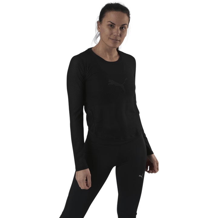 Train Mesh Long Sleeve Top Schwarz