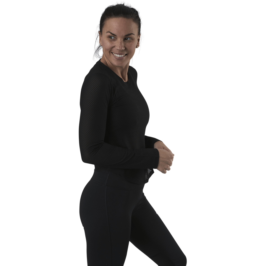 Train Mesh Long Sleeve Top Schwarz