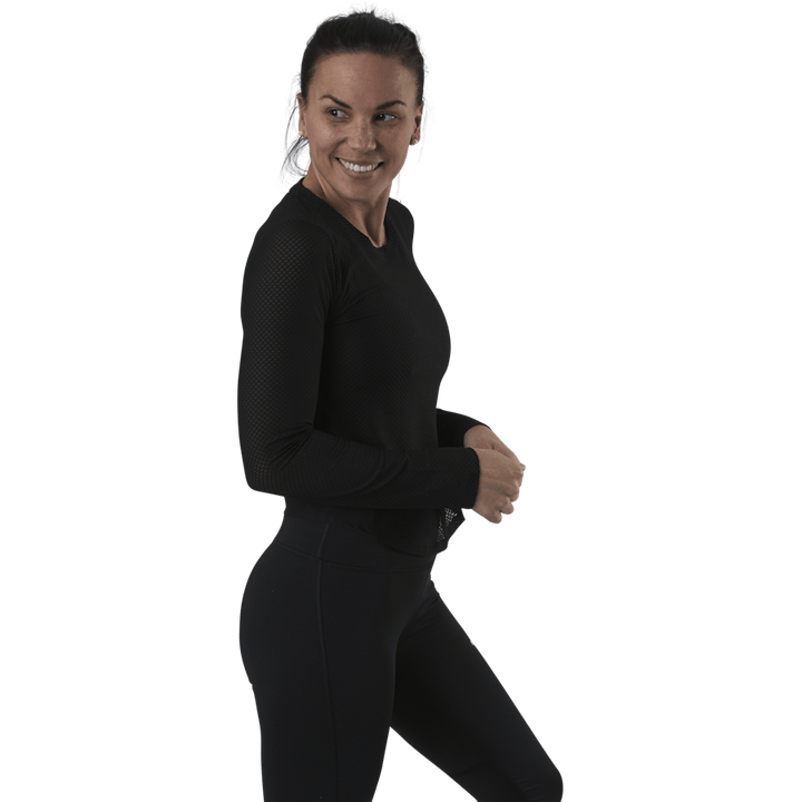 Train Mesh Long Sleeve Top Schwarz