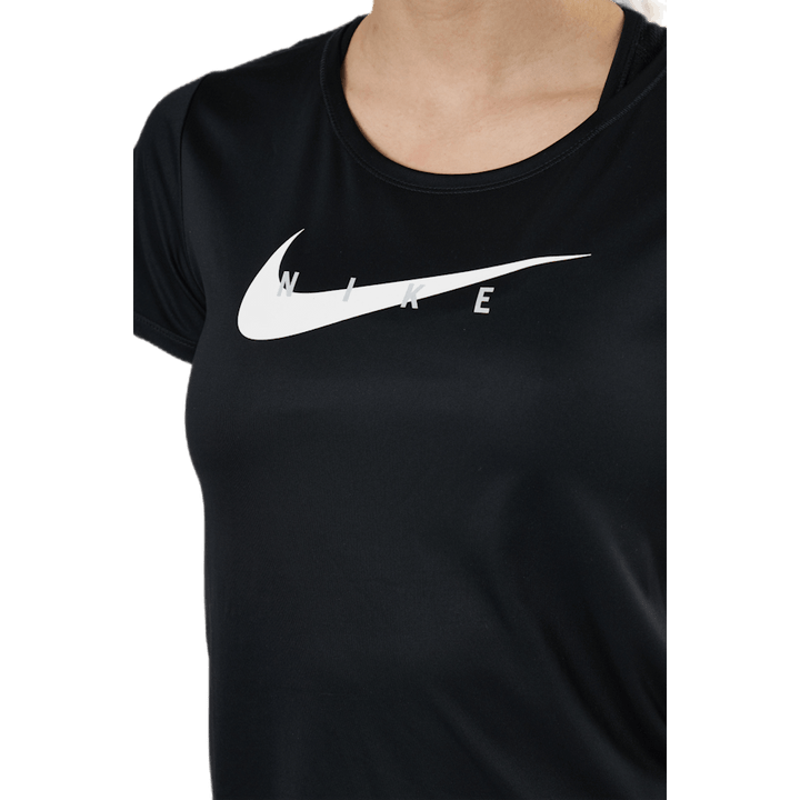 Haut de course Swoosh SS Noir/Argent