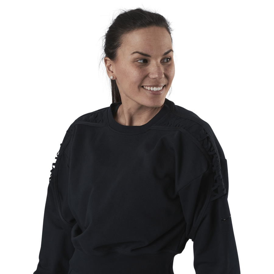 Therma Cropped Fleece LS Crew Nero