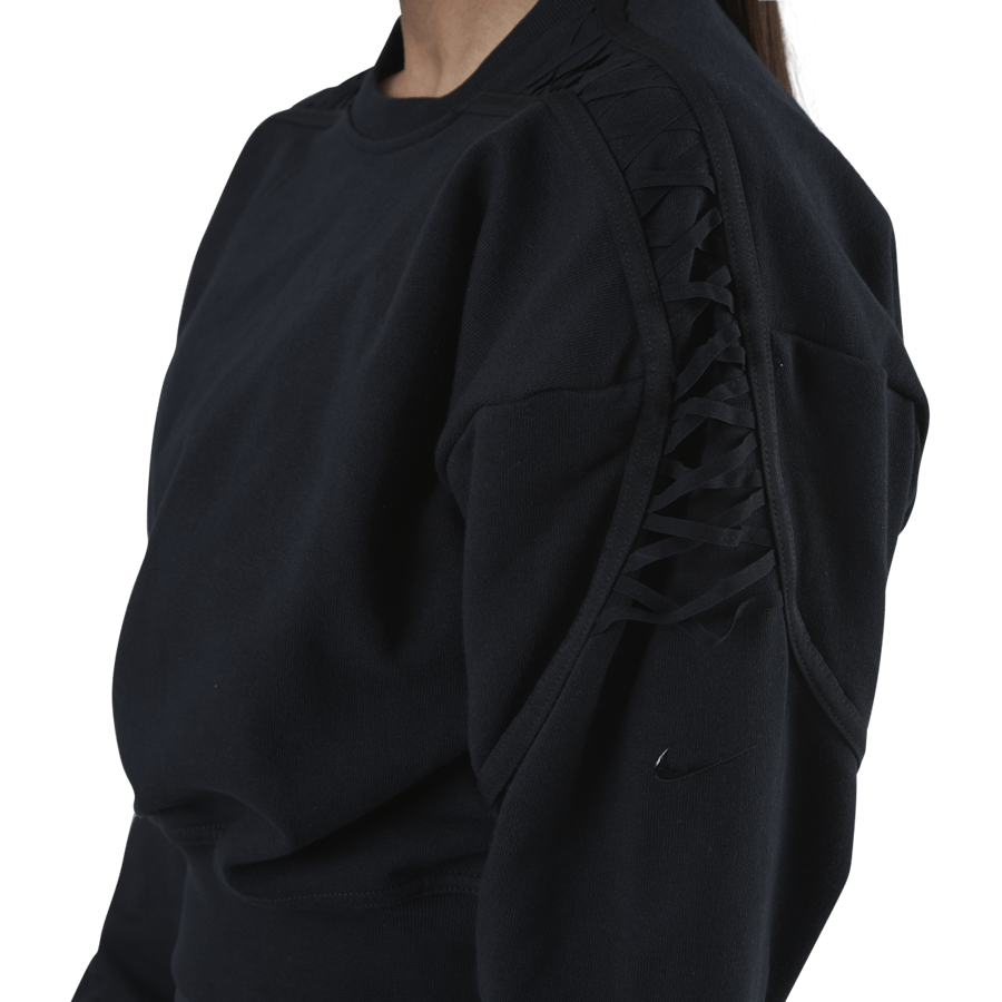 Therma Cropped Fleece LS Crew Nero