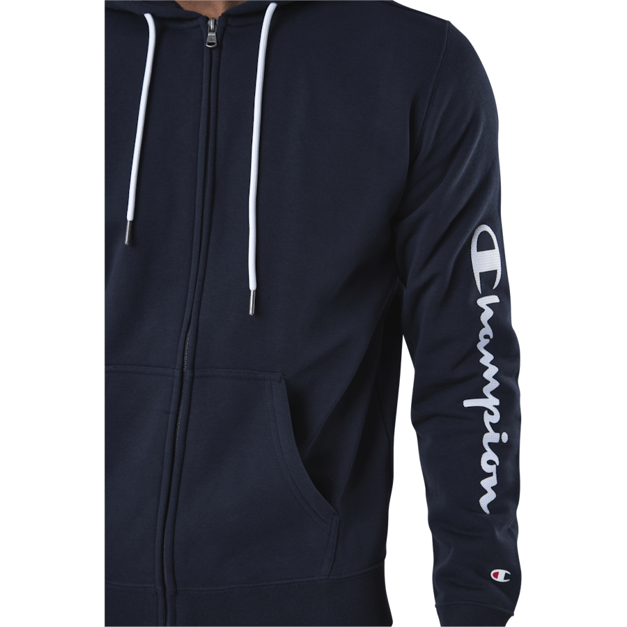 Felpa con cappuccio e zip intera blu