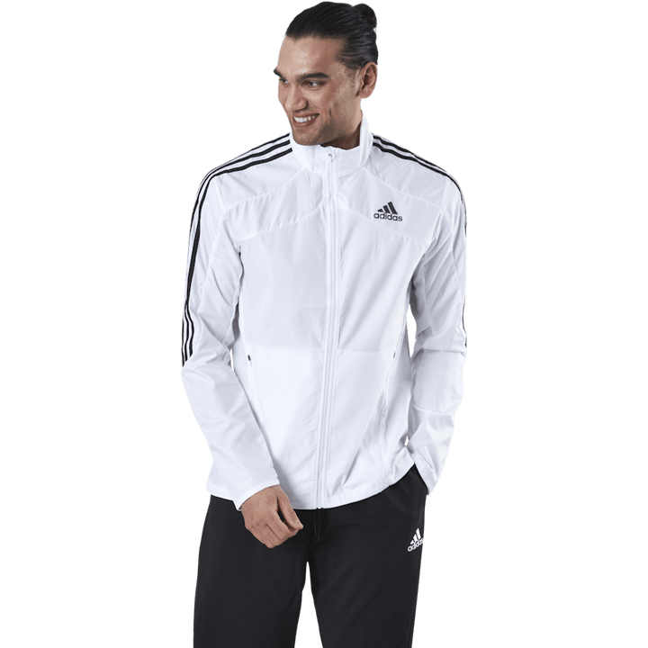 Veste Adidas Marathon 3 bandes pour homme, blanche/noire
