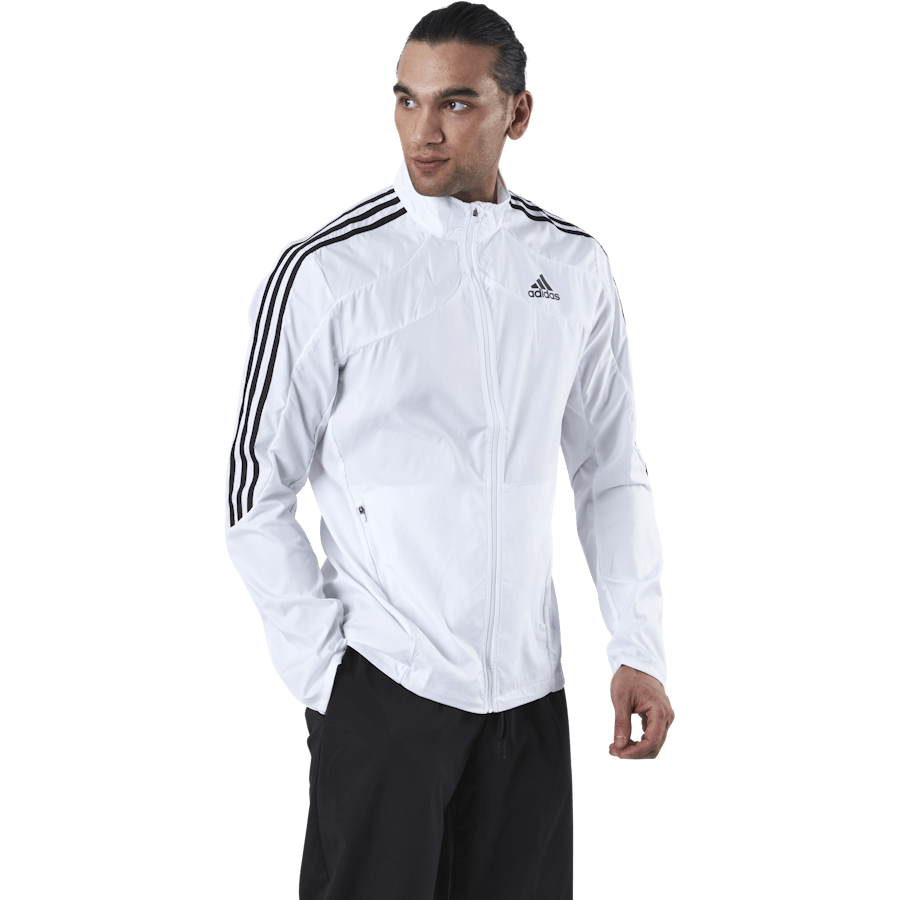 Veste Adidas Marathon 3 bandes pour homme, blanche/noire
