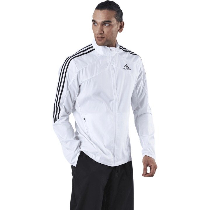 Veste Adidas Marathon 3 bandes pour homme, blanche/noire