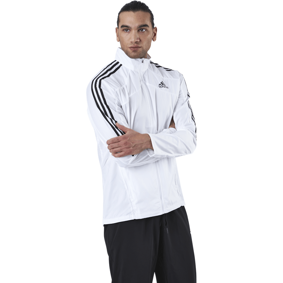 Veste Adidas Marathon 3 bandes pour homme, blanche/noire