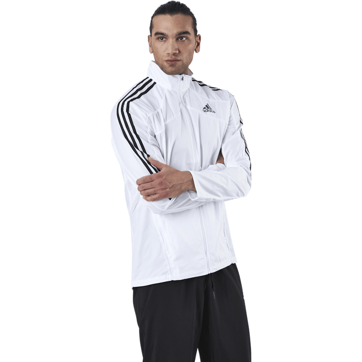 Veste Adidas Marathon 3 bandes pour homme, blanche/noire
