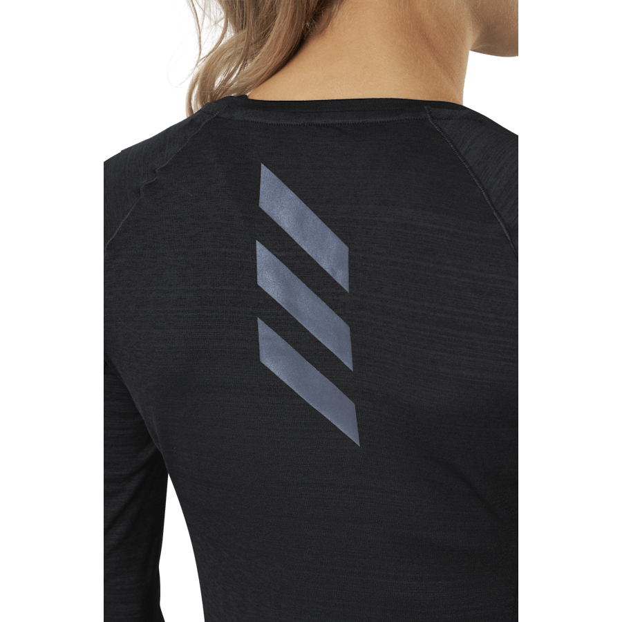 T-shirt à manches longues Adidas Runner pour femme, noir/argent réfléchissant