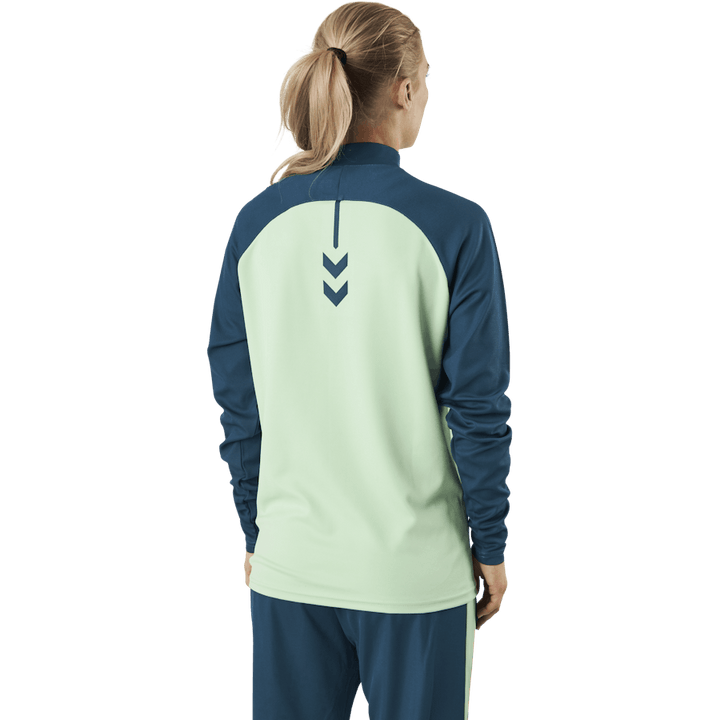 Felpa con mezza zip blu/verde
