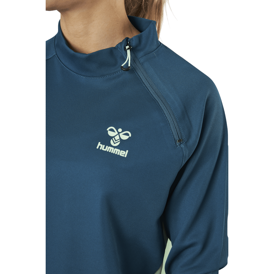 Felpa con mezza zip blu/verde