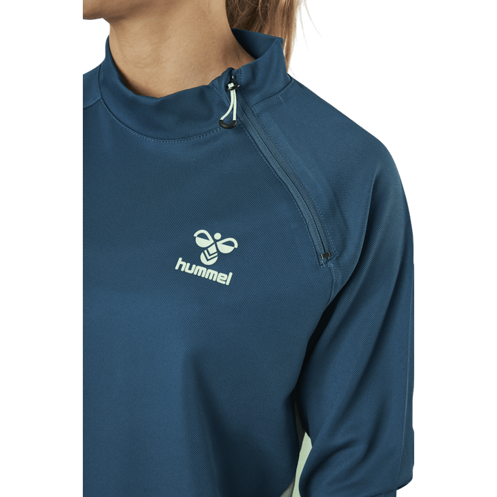 Felpa con mezza zip blu/verde