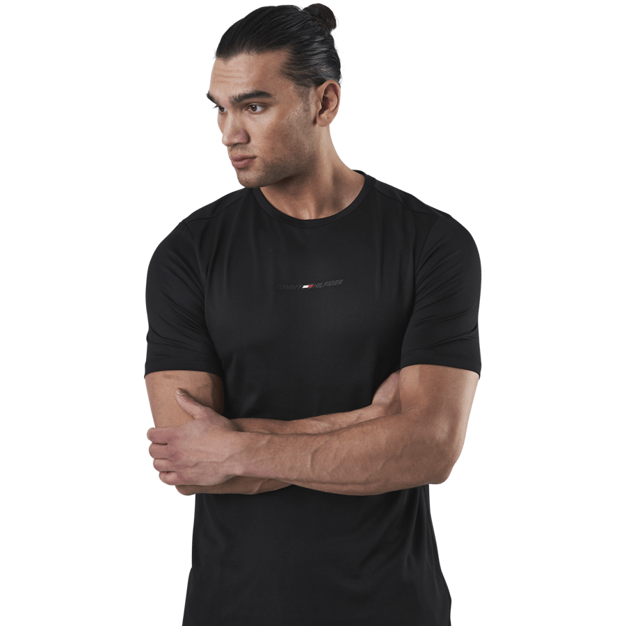 Shoulder Logo Slim Training Tee Black