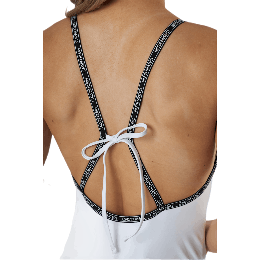 Core Logo Tape Square Neck Swimsuit White
