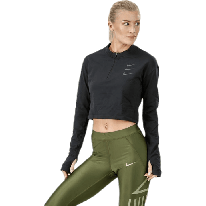 Running Division Warm Top Crop Nero