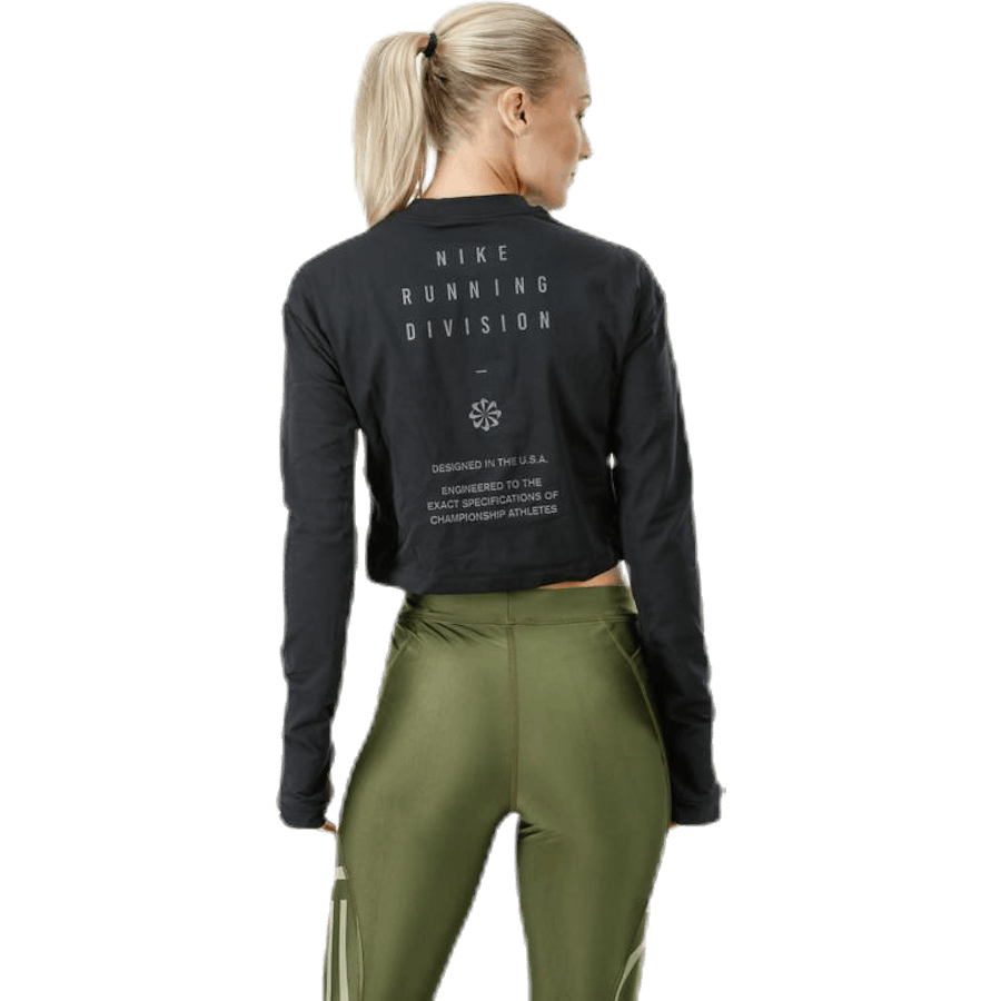 Running Division Warm Top Crop Nero