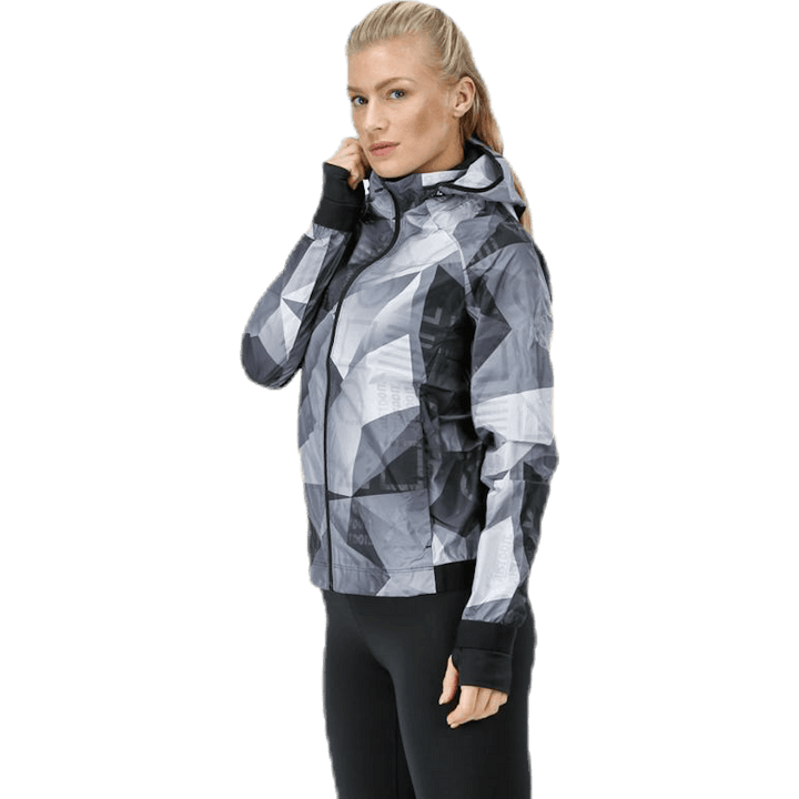 Shield Hood Printed Flash Jacket Black