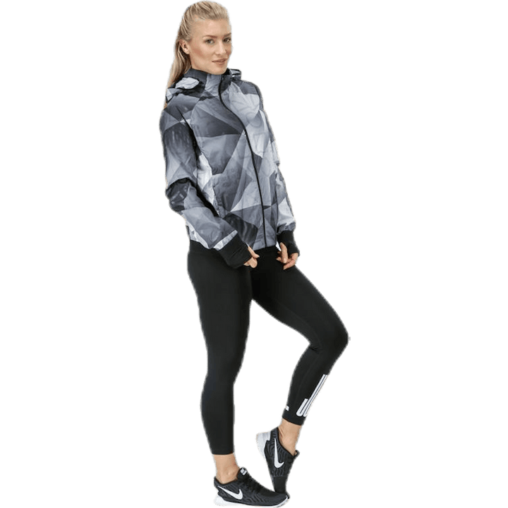 Shield Hood Printed Flash Jacket Black