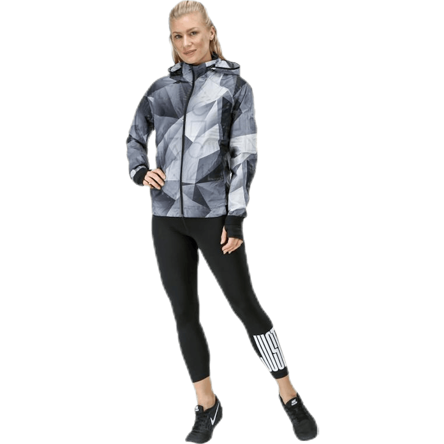 Shield Hood Printed Flash Jacket Black