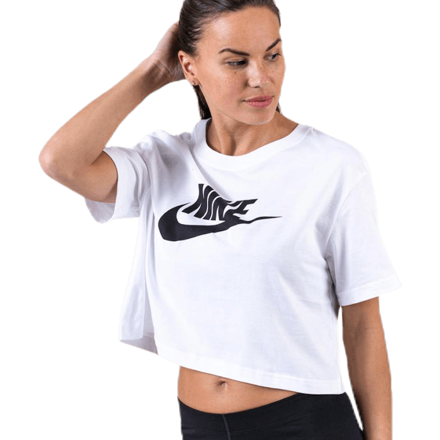 Essential Icon Crop Futura Tee White/Black
