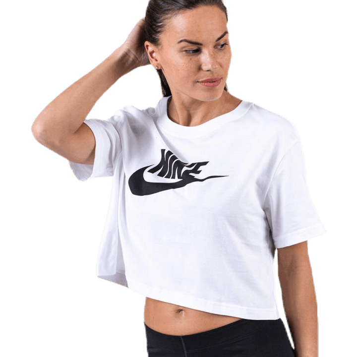 Essential Icon Crop Futura Tee White/Black