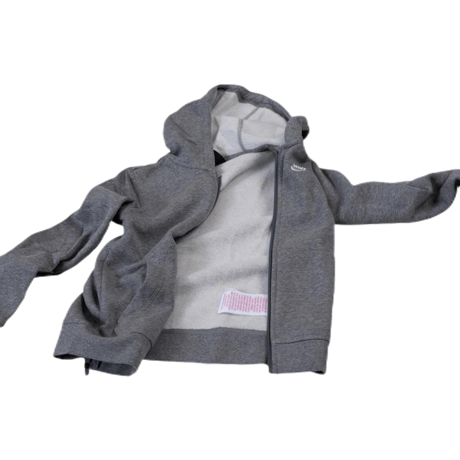 Sportswear Club Big Kids' Full-Zip Hoodie CARBON HEATHER/SMOKE GREY/WHITE