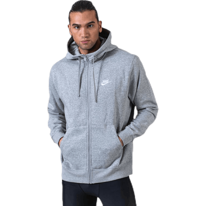 Sportswear Club Fleece Men's Full-Zip Hoodie DK GREY HEATHER/MATTE SILVER/WHITE