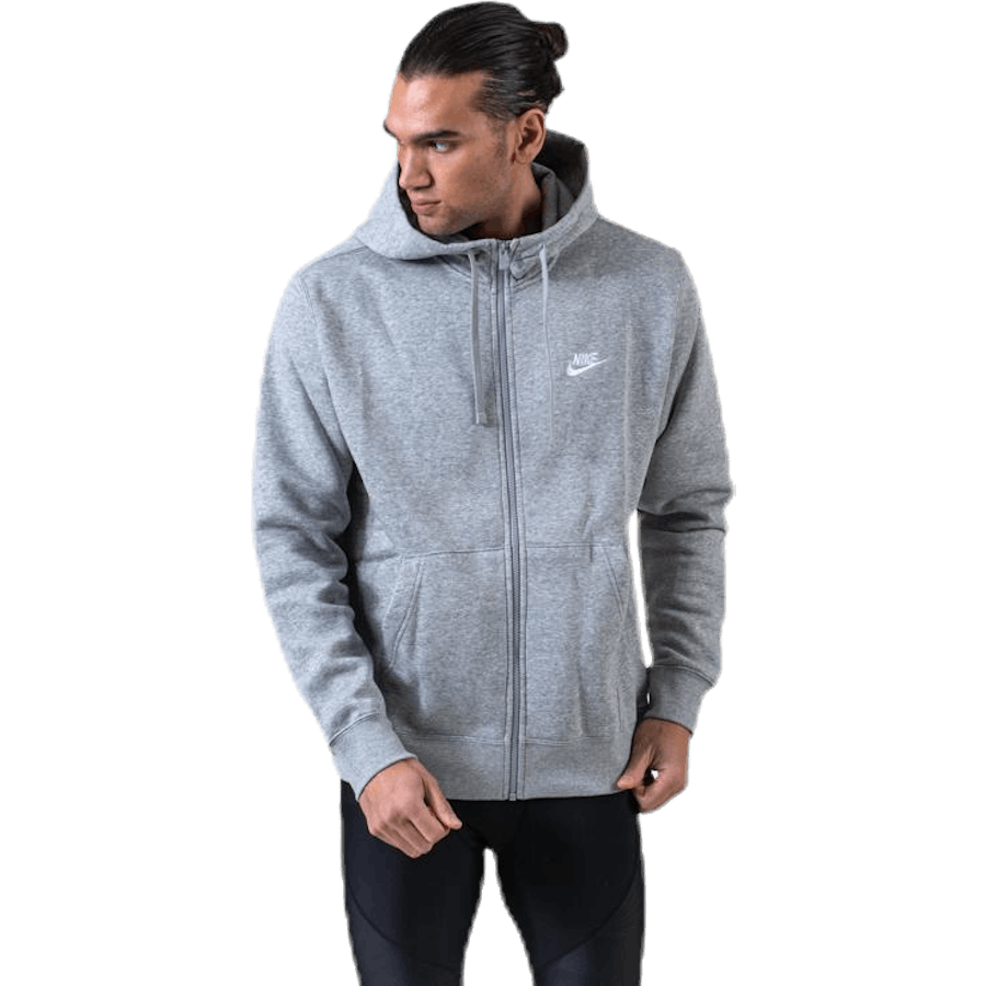 Sportswear Club Fleece Men's Full-Zip Hoodie DK GREY HEATHER/MATTE SILVER/WHITE