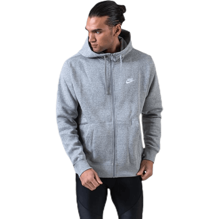 Sportswear Club Fleece Men's Full-Zip Hoodie DK GREY HEATHER/MATTE SILVER/WHITE