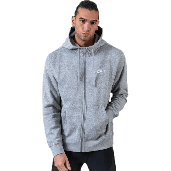 Sportswear Club Fleece Men's Full-Zip Hoodie DK GREY HEATHER/MATTE SILVER/WHITE