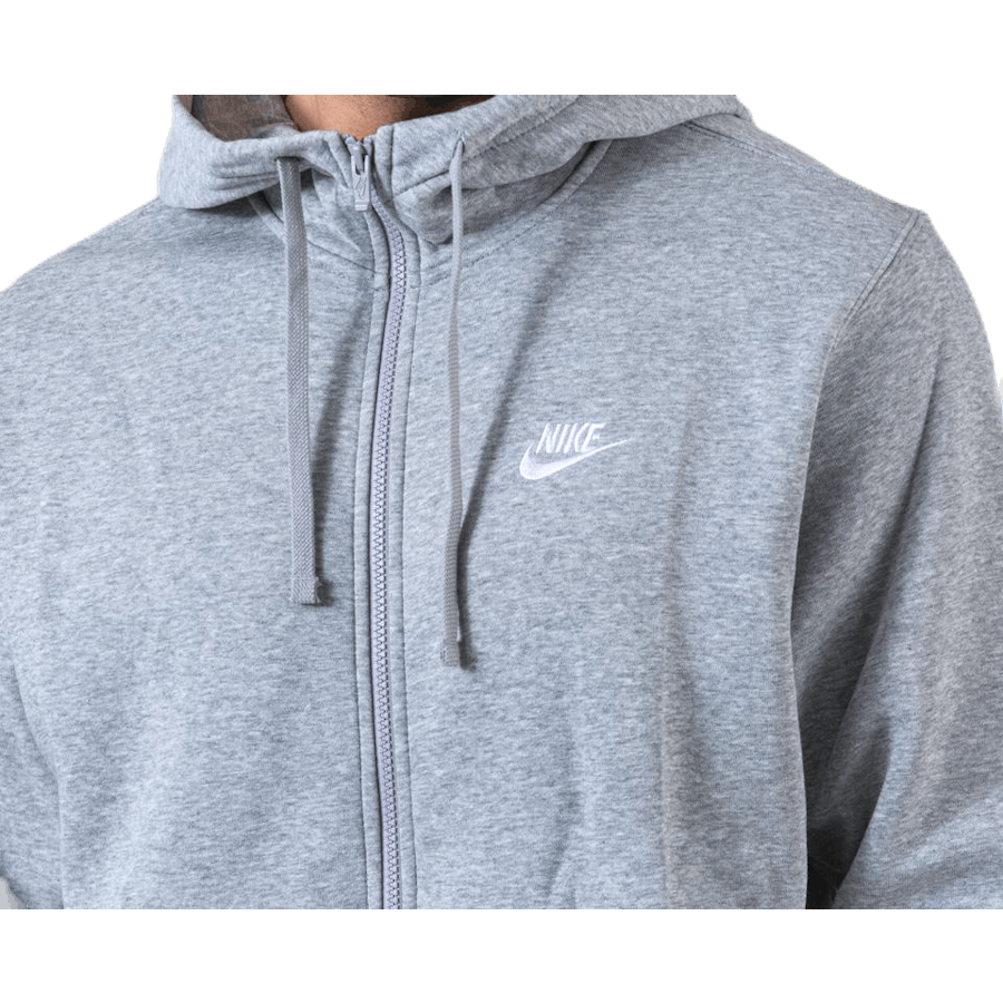 Sportswear Club Fleece Men's Full-Zip Hoodie DK GREY HEATHER/MATTE SILVER/WHITE