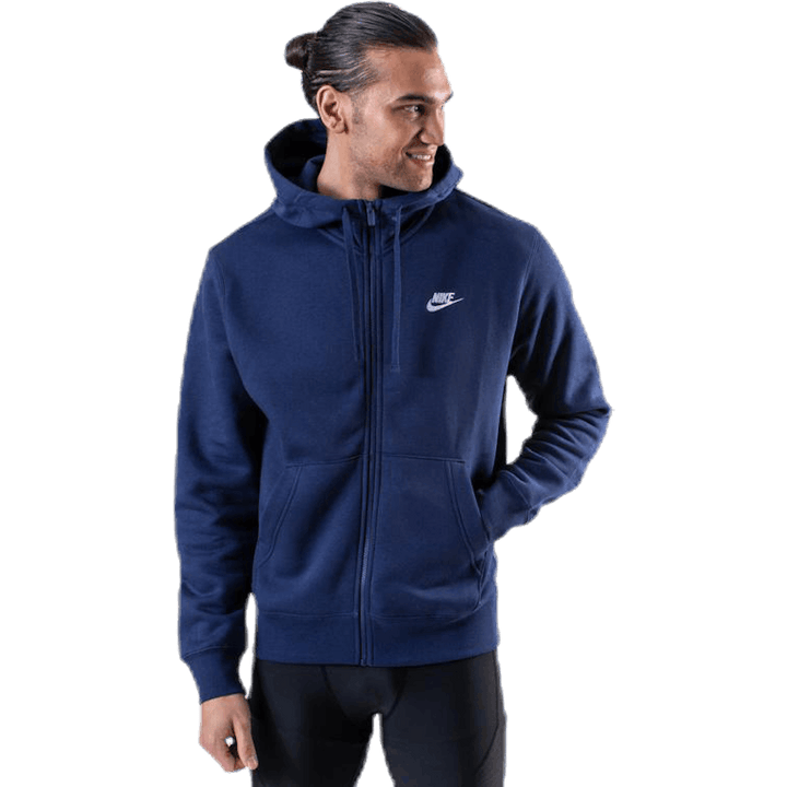 Casaco com capuz com fecho de correr Sportswear Club Fleece para homem NÉVOA NOITE/MÉVOA NOITE/BRANCO
