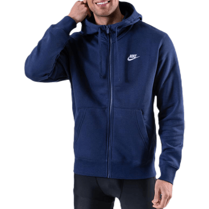 Casaco com capuz com fecho de correr Sportswear Club Fleece para homem NÉVOA NOITE/MÉVOA NOITE/BRANCO