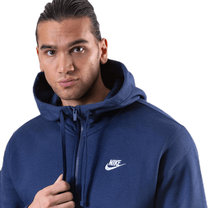 Casaco com capuz com fecho de correr Sportswear Club Fleece para homem NÉVOA NOITE/MÉVOA NOITE/BRANCO