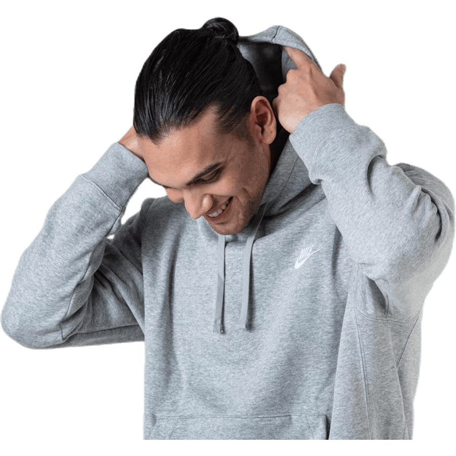 Sportswear Club Fleece Pullover Hoodie DK GREY HEATHER/MATTE SILVER/WHITE