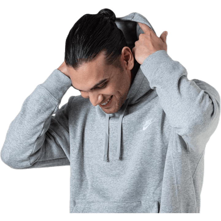 Sportswear Club Fleece Pullover Hoodie DK GREY HEATHER/MATTE SILVER/WHITE