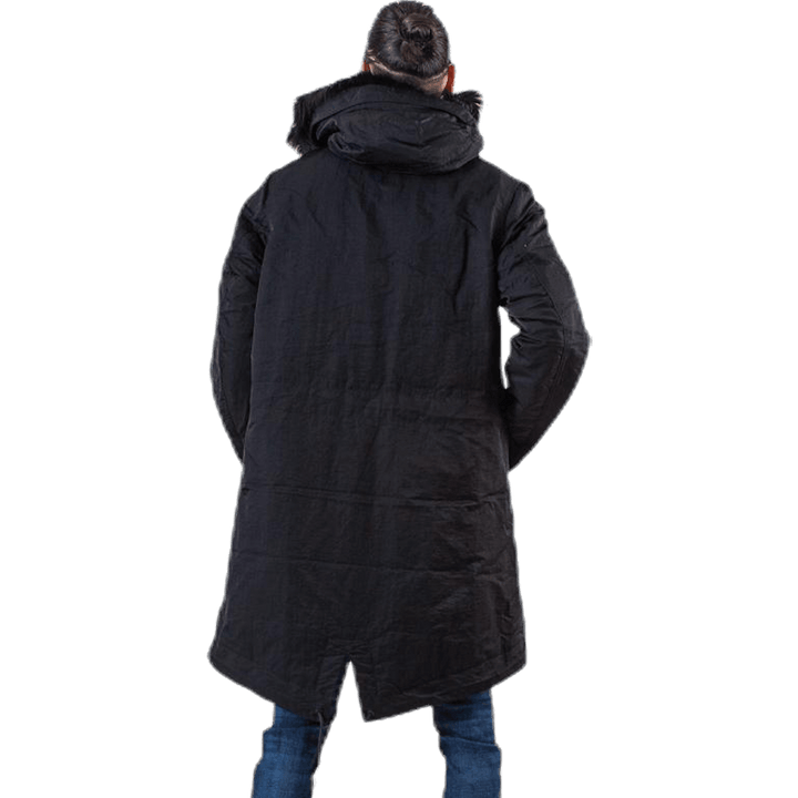 Parka con cappuccio in piuma d'oca nero