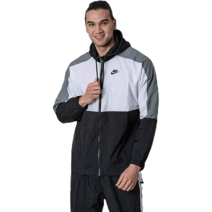 Hooded Woven White/Black