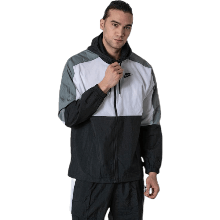 Hooded Woven White/Black