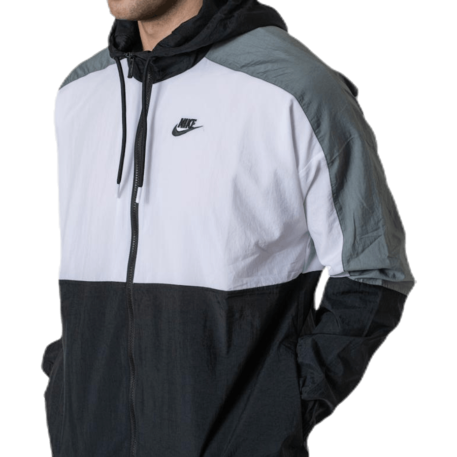 Hooded Woven White/Black