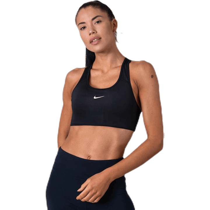 Swoosh Women's Medium-Support 1-Piece Pad Sports Bra BLACK/WHITE