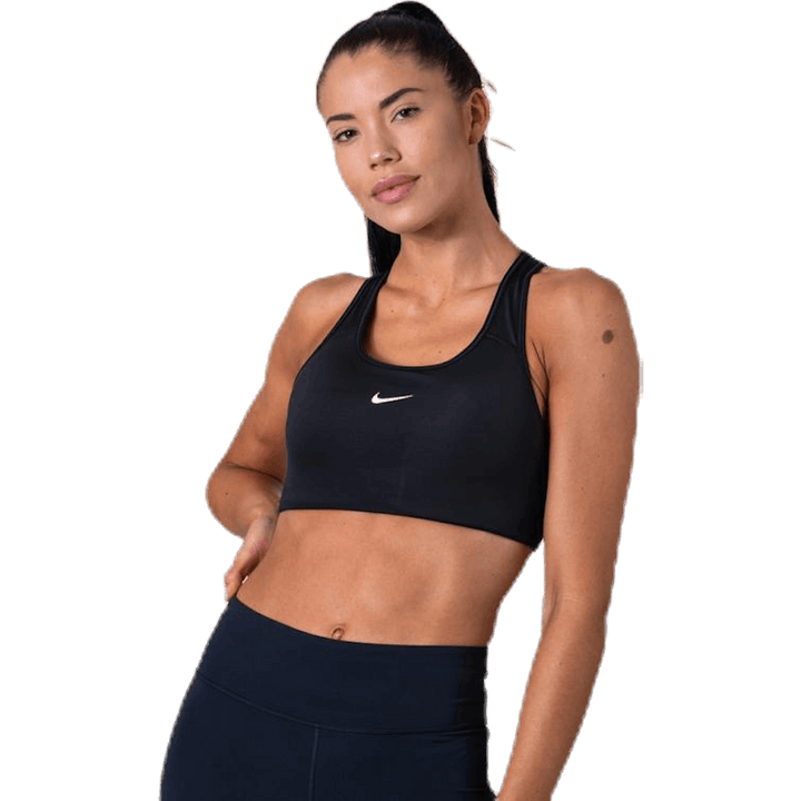 Swoosh Women's Medium-Support 1-Piece Pad Sports Bra BLACK/WHITE