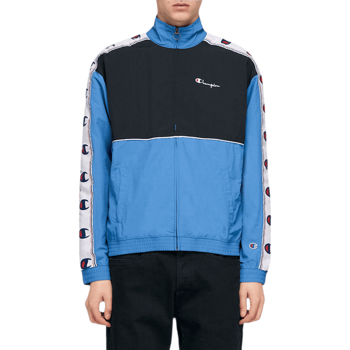 Giacca con zip intera a trama inversa blu