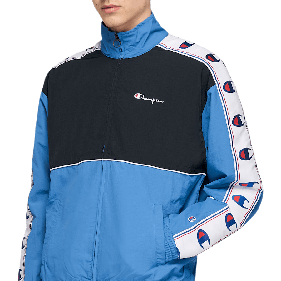 Giacca con zip intera a trama inversa blu
