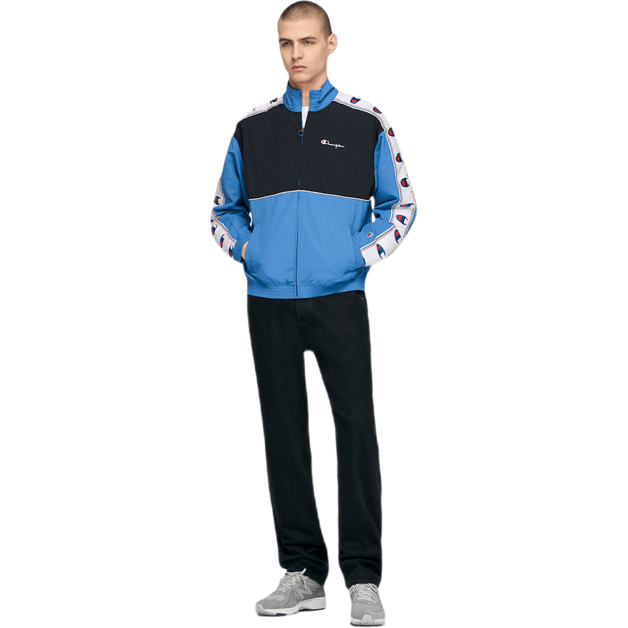 Giacca con zip intera a trama inversa blu