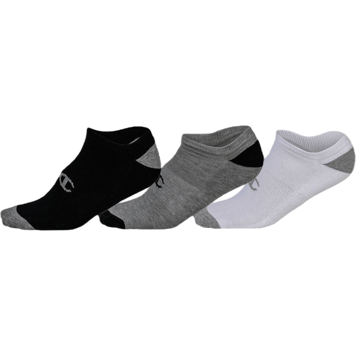 No Show Socks x 3 White/Black/Grey