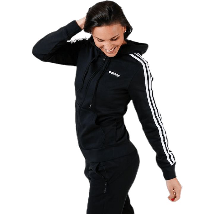 Essentials 3S Full Zip Hoodie Black / White