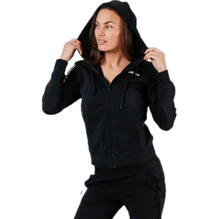 Essentials 3S Full Zip Hoodie Black / White