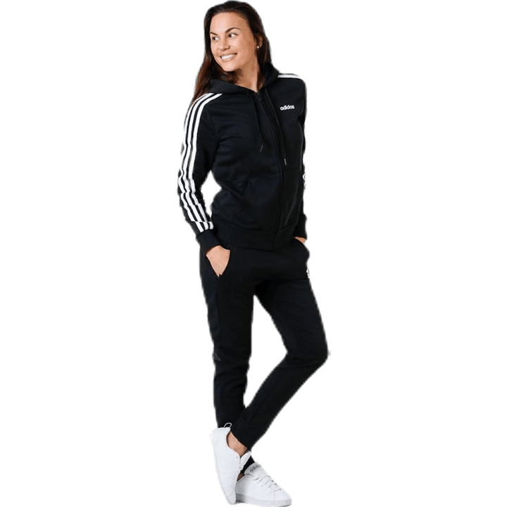 Essentials 3S Full Zip Hoodie Black / White