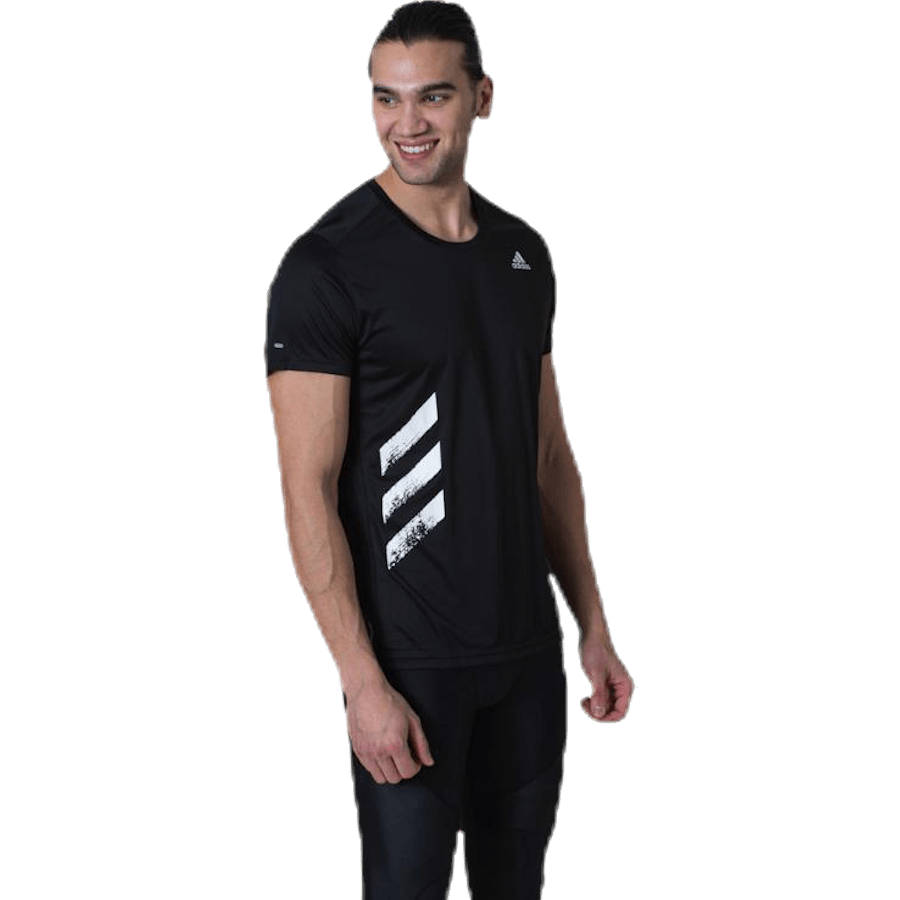 Adidas Run It Tee Pb 3 Stripes Men Black